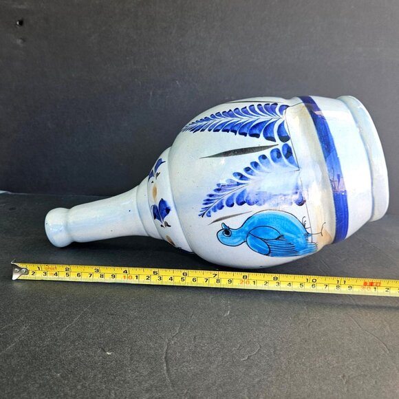 Signed Tonala Mexico GC Pottery Jug Mug Set Vintage Ceramic Hand Painted Blue - Picture 14 of 15